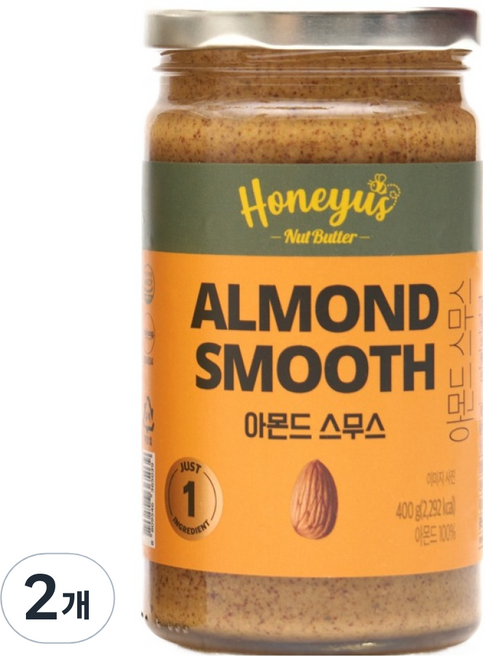 허니어스 넛버터 아몬드스무스, 400g, 2개