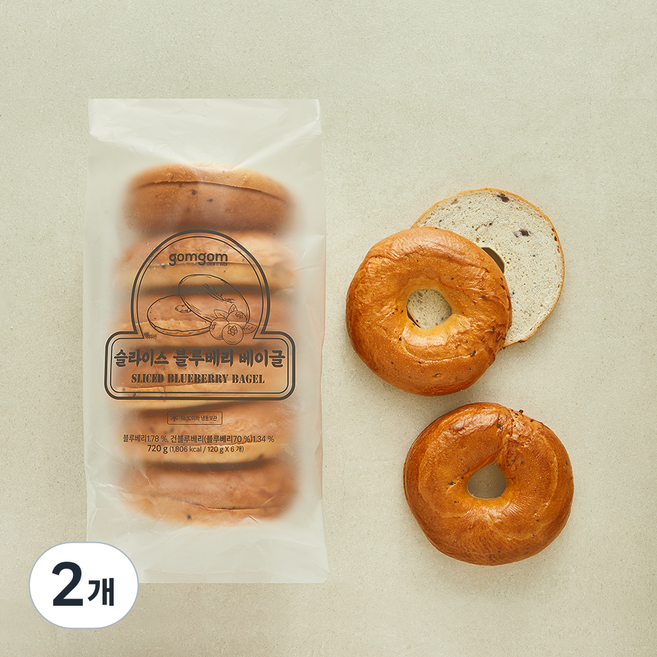 곰곰 슬라이스 블루베리 베이글 (냉동), 720g, 2개