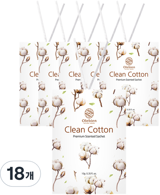 올레비엔 센티드 사쉐 옷장방향제 본품, 10g, 18개, 클린코튼