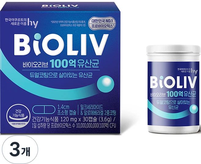 바이오리브 100억 유산균, 30정, 3개 - 쿠팡