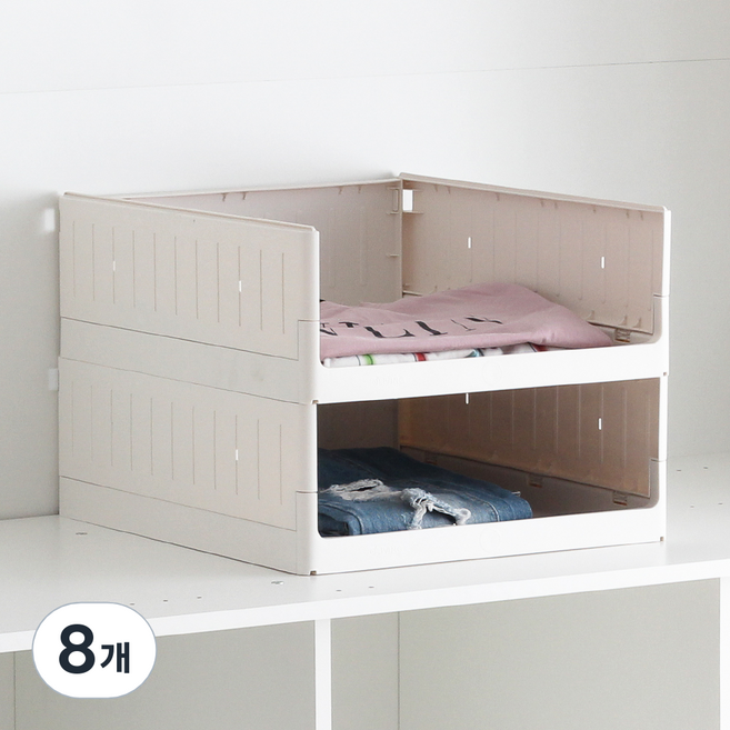 올리빙 국내 제조 멀티 모듈 슬라이딩 리빙박스, 화이트, 8개