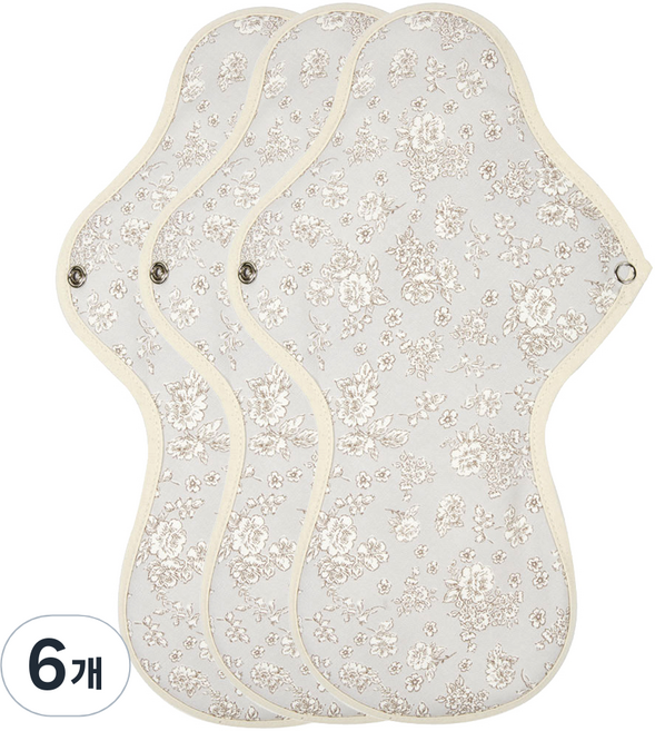 위즐리 면생리대 그레이플라워, 오버나이트, 1개입, 6개