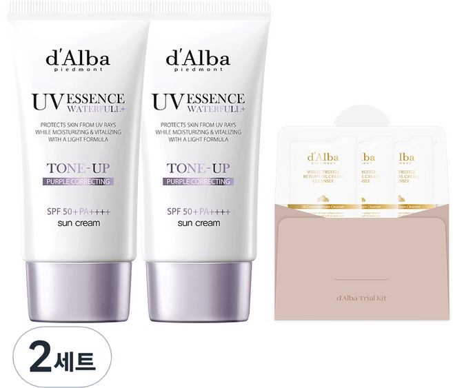 달바 워터풀 톤업 선크림 퍼플 SPF50+ PA++++ 50ml x 2p + 세럼 클렌저 3ml x 3p 세트, 2세트