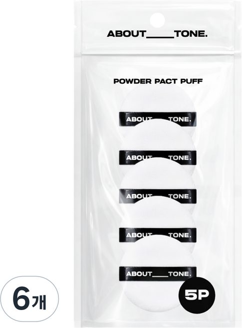 어바웃톤 파우더 팩트 퍼프 5p, 블랙, 6개