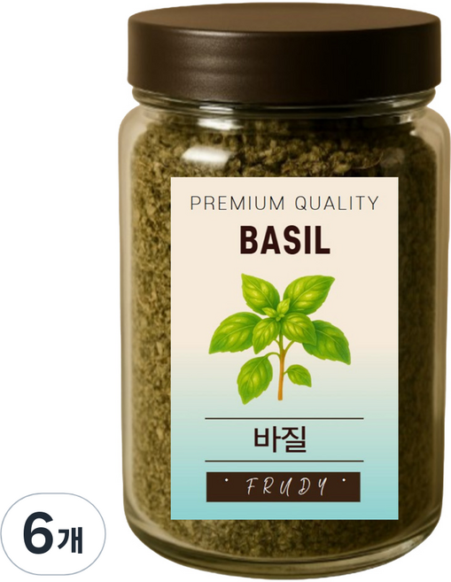 푸르디 건조 바질잎, 100g, 6개