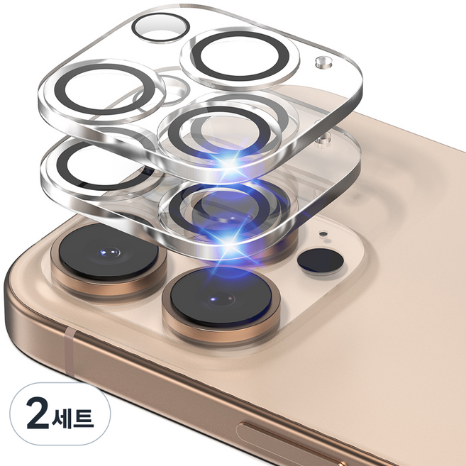 신지모루 빛번짐 방지 카메라 렌즈 강화유리 블랙링 액정보호필름 2p, 2세트