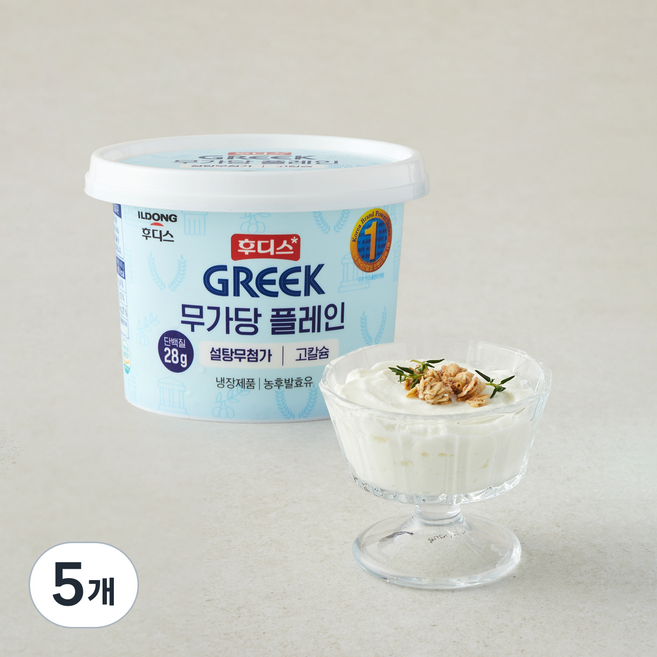 후디스그릭요거트 무가당 플레인 그릭요거트, 400g, 5개