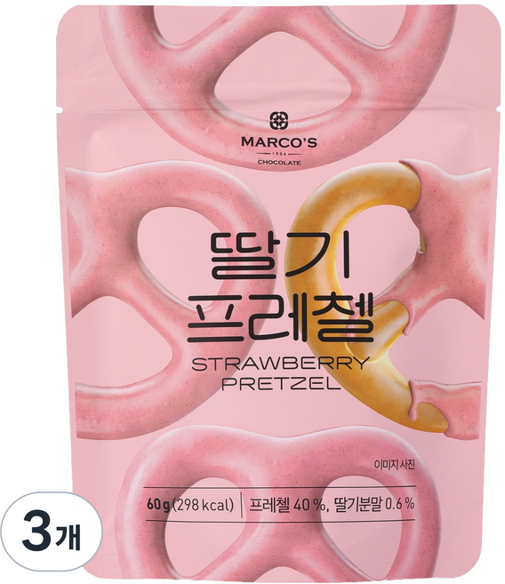 마르코스 딸기 프레첼, 60g, 3개