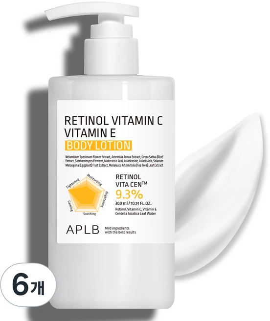 APLB 레티놀 비타민C 비타민E 바디로션, 300ml, 6개 - 쿠팡