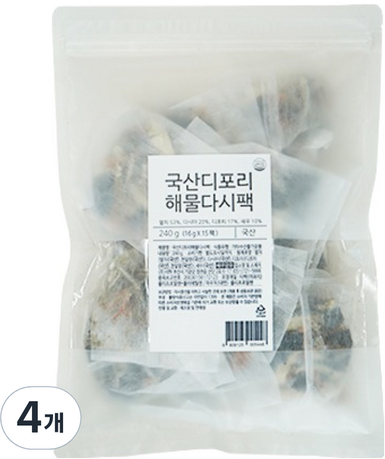 이미지 국산 디포리 해물 다시팩, 240g, 4개