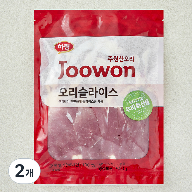 주원산오리 오리 슬라이스 (냉장), 2개, 500g