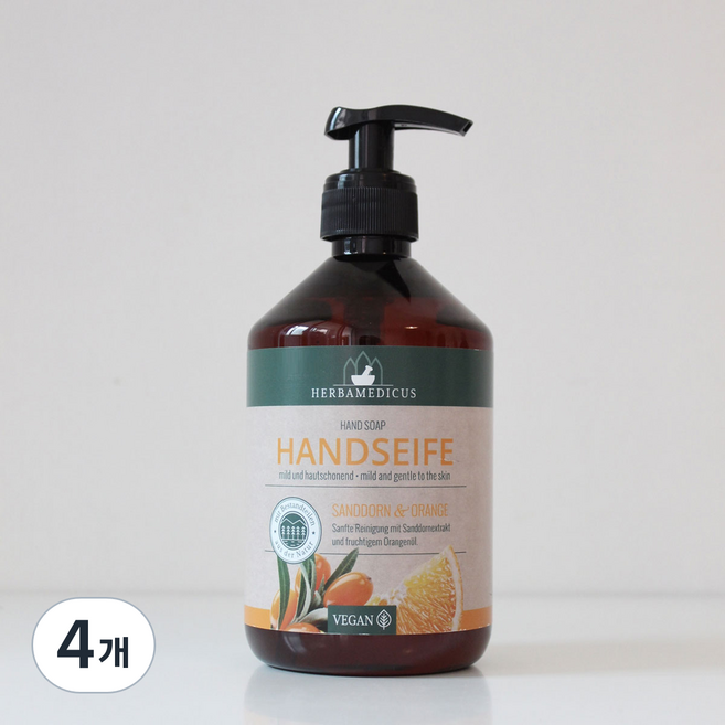 허바메디커스 비타민나무 오렌지 핸드솝, 500ml, 4개