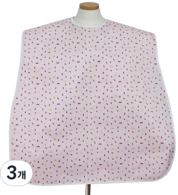 클린유니폼 방수 성인용 턱받이 벨크로형, 핑크도형, 3개