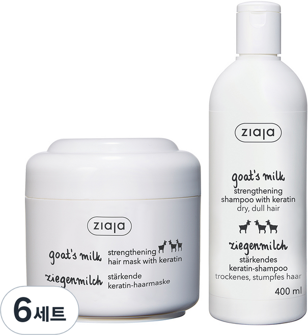 지아자 산양유 케라틴 헤어팩 200ml + 샴푸 400ml, 6세트