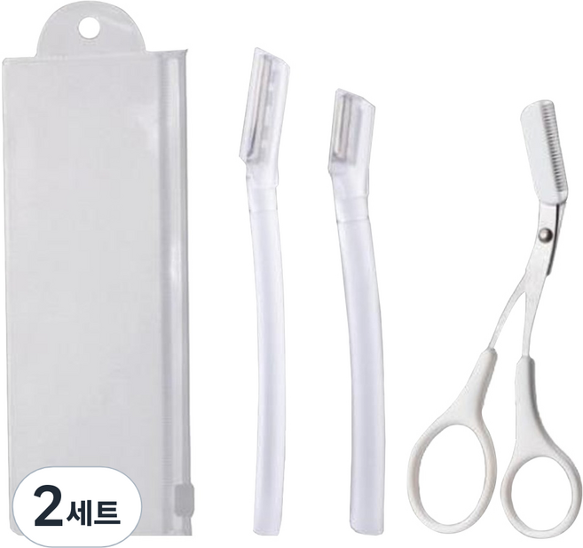 아늑공간 눈썹칼 눈썹가위 세트, 2세트, 투명
