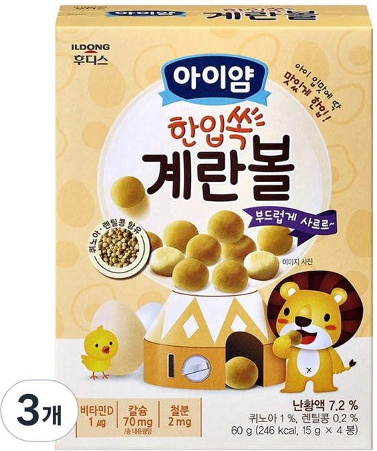 아이얌 일동후디스 한입쏙 계란볼, 3개, 60g, 계란맛
