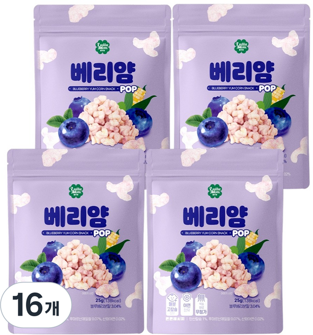 룰루맘 베리얌 과자, 25g, 16개, 혼합맛(블루베리/요거트)