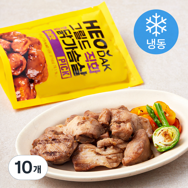 허닭 PICK 그릴드 직화 한입 닭가슴살 갈비맛 (냉동), 100g, 1개입, 10개