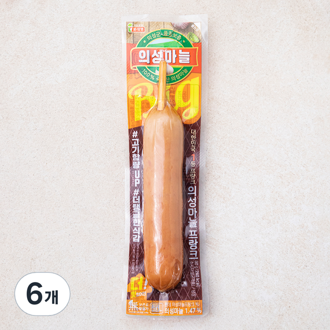 롯데햄 의성마늘 프랑크 빅 소시지, 90g, 6개