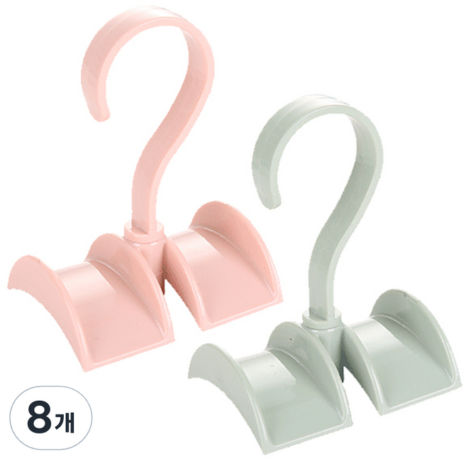 리버그린 회전식 다용도 가방정리걸이, 그린 + 핑크, 8개