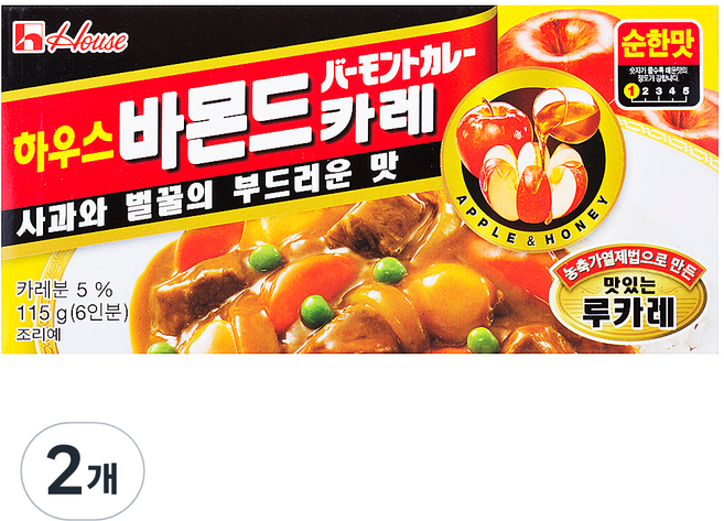 하우스 바몬드카레 순한맛, 115g, 2개