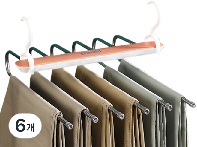 더벨라 옷장 행거 공간정리 접이식 가로 고급형 스텐 6단 옷걸이, 레드, 6개