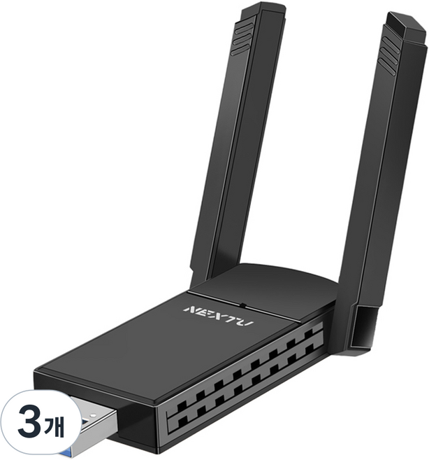 넥스트유 1300Mbps 듀얼 안테나 USB 타입 외장형 무선 랜카드, NEXT-1305AC-AT, 3개