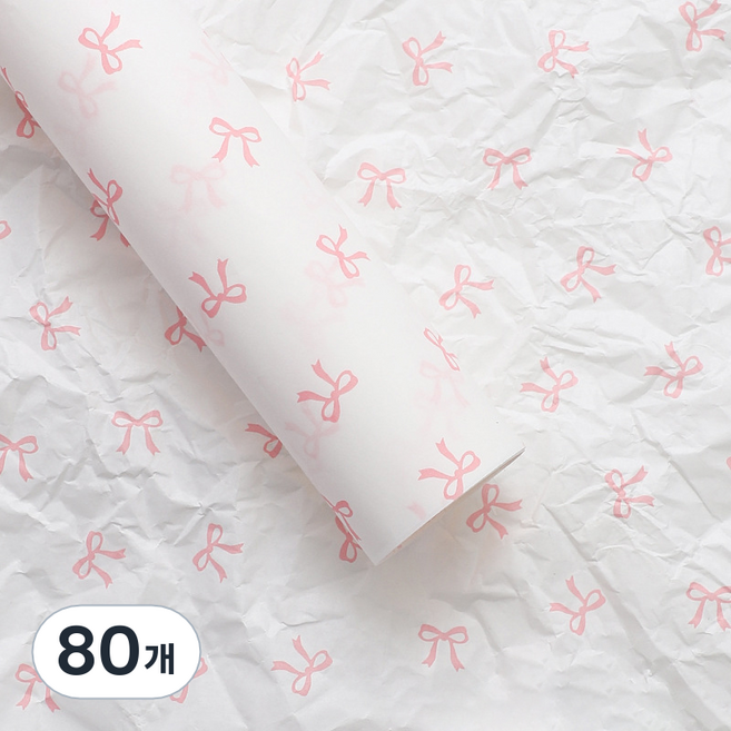 코히모 DIY 재료 꽃다발 포장지 5W0403, 화이트 + 핑크, 80개
