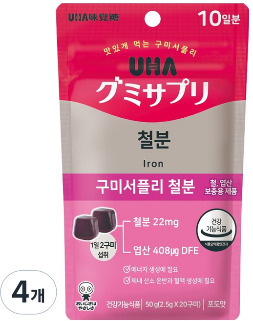 UHA 味覺糖 Gumi Supplement 鐵質軟糖 20入
