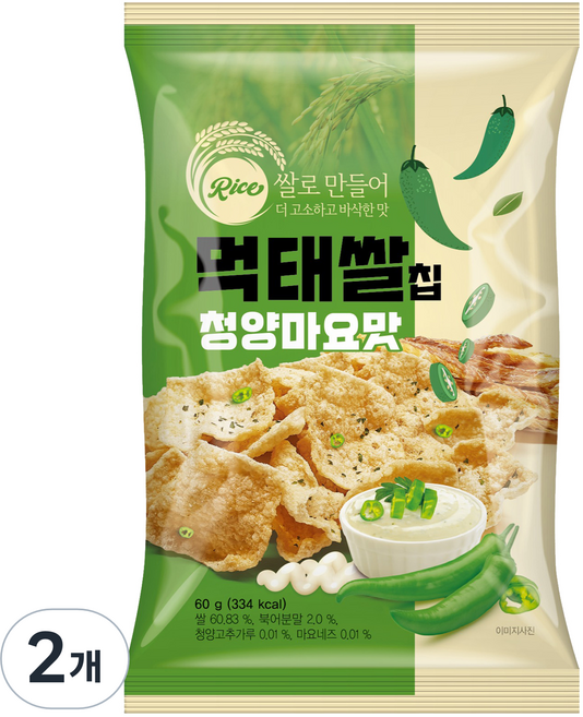 상일제과 먹태쌀칩 청양마요맛, 60g, 2개
