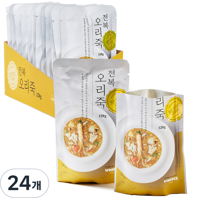 원더푸드 반려동물 죽 파우치, 혼합맛(전복/오리), 120g, 24개