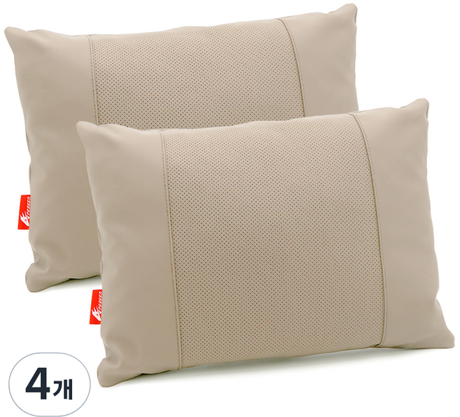 에이스피드 S급 가죽시리즈 차량용 허리쿠션, 베이지, 4개