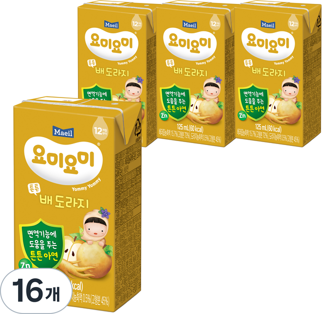 요미요미 튼튼 배도라지, 125ml, 16개