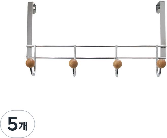 홈앤하우스 고정4구 도어훅, 실버, 5개