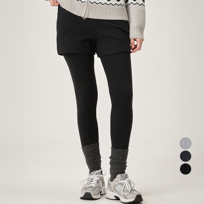 ELLEPARIS 여성용 고밀도 도톰 양면기모 립 웜업 쇼츠 레깅스