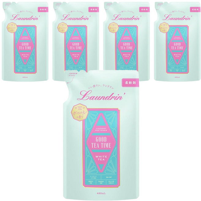 Laundrin' 朗德林 Good Tea Time柔軟精補充包 白茶香, 480ml, 5包
