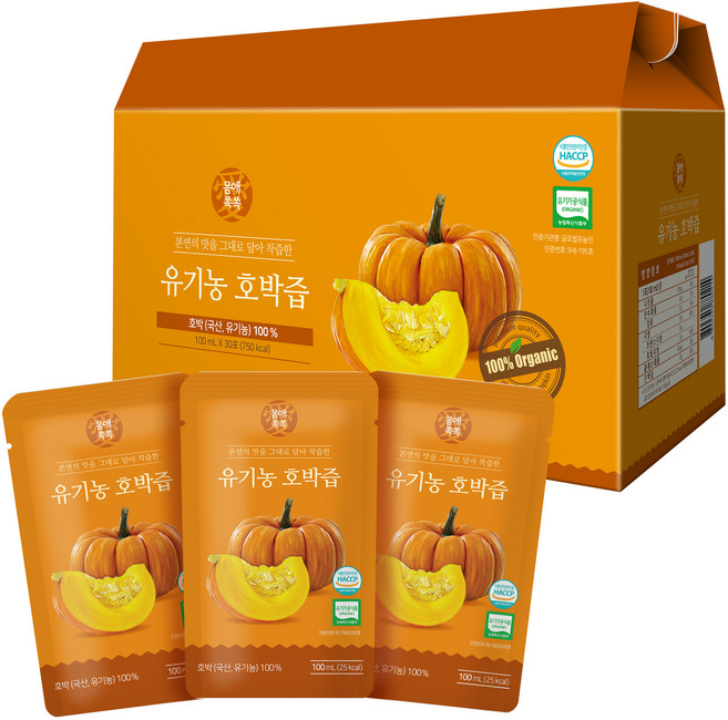 몸애쏙쏙 유기농 호박즙 30p, 3L, 1개