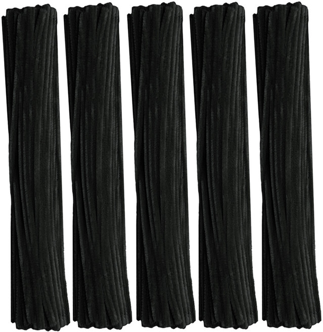 만들하비 칼라 색상 가는 털모루 철사, 블랙, 500개