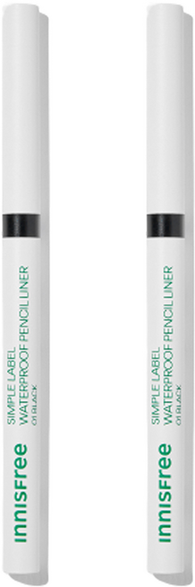 INNISFREE 自然簡約防水眉筆 0.1g, 01 Black, 2支