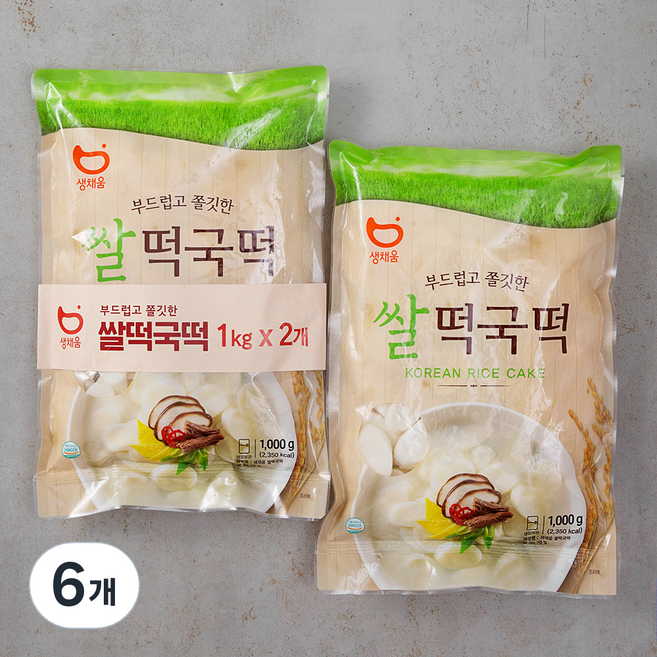 생채움 쌀떡국떡, 1kg, 6개