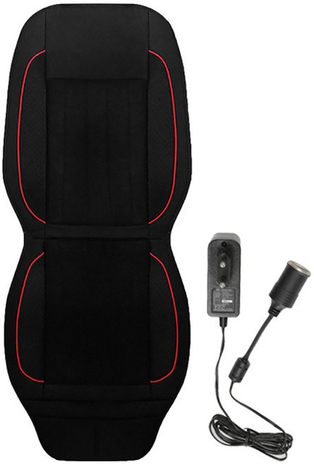 대한오토모빌 자동차 차량용 11팬 12V 24V 3단 바람 조절 쿨링 방석 통풍시트, 블랙 + 레드, 1개