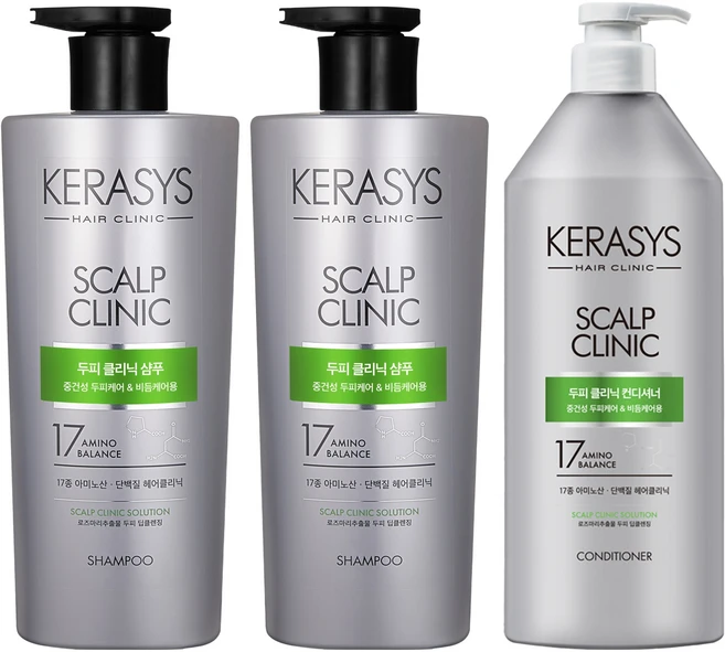 케라시스 두피 클리닉 단백질 샴푸 750ml 2p + 컨디셔너 750ml, 1개 - 쿠팡