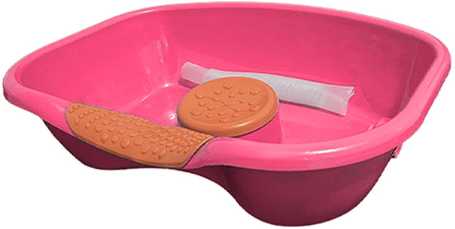 디어모모 노인 환자용 임산부 머리감기 샴푸 대야 세발기, 핑크오렌지, 1개