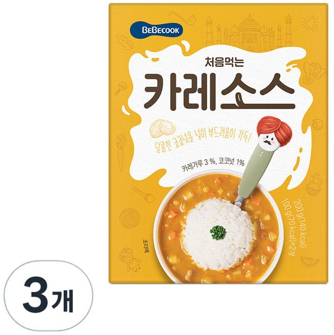 베베쿡 처음먹는 카레소스, 200g, 3개, 카레
