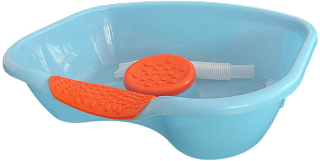 디어모모 노인 환자용 임산부 머리감기 샴푸 대야 세발기, 스카이오렌지, 1개