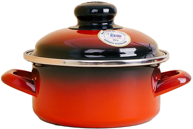 ELO 인덕션 쿡포트 낮은형 법랑 양수냄비, 24cm, 빨강, 1개