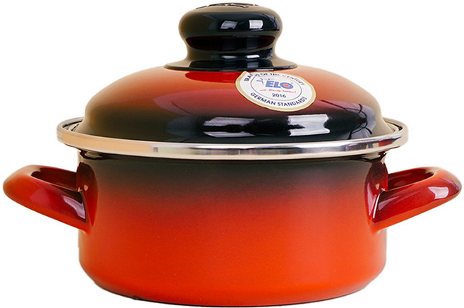 ELO 인덕션 쿡포트 낮은형 법랑 양수냄비, 16cm, 빨강, 1개