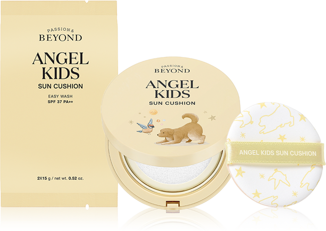 PASSION&BEYOND Angel Kids 易清洗防曬氣墊 SPF37 PA++ 15g + 補充蕊 15g 套組, 1個
