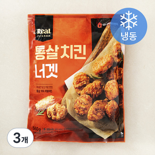 마니커에프앤지 통살치킨너겟 (냉동), 560g, 3개