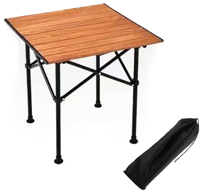 와이에스컴퍼니 접이식 캠핑 롤테이블 + 보관가방 세트, 우드